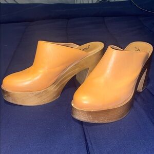 Free People Orange Platform Clogs